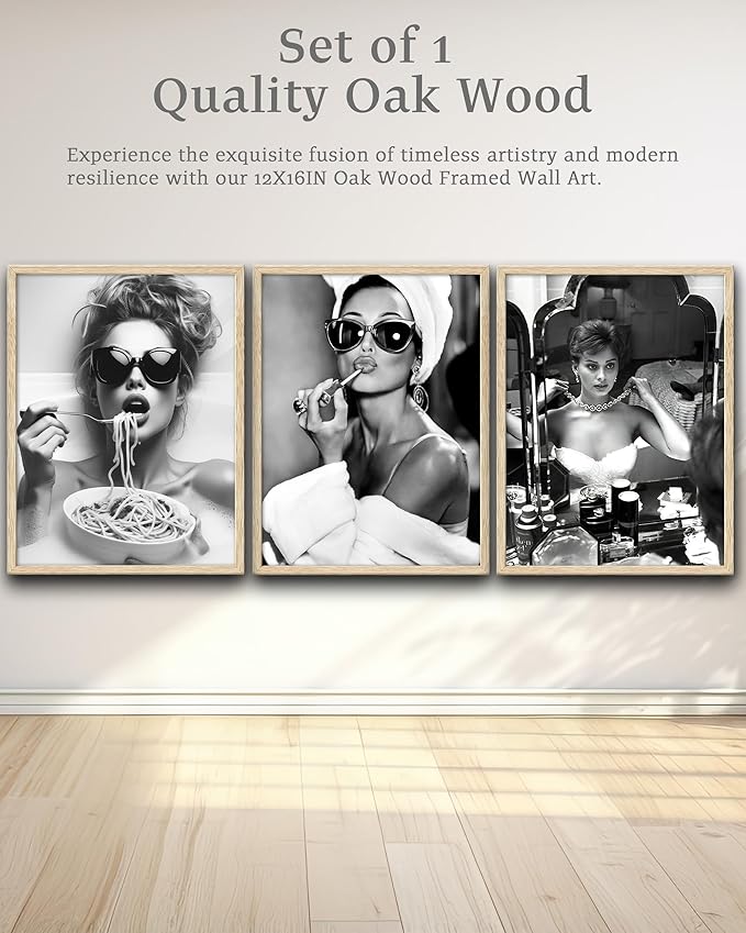 iHery Every Hour is Happy Hour Framed Trendy NewsPaper Wall Art, Natural OAK Wood 12x16in Canvas Wall Decor For Bedroom, Retro New York News Prints Posters for Girl Dorm Living Room Home 1Pack