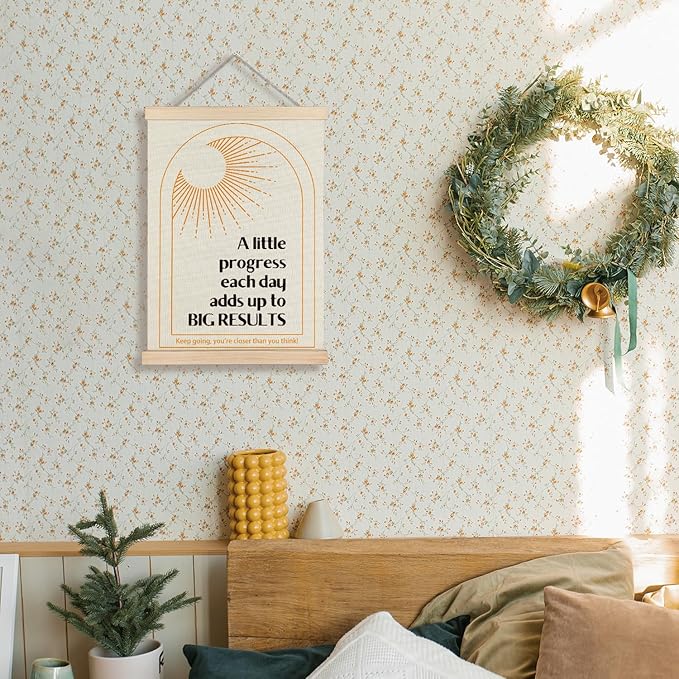 Supwhd Boho Positive Affirmations Wall Decor, Inspirational Add Up to Big Results Office Wall Art, Motivational Quotes Wall Art for Office Classroom Home, 12x16