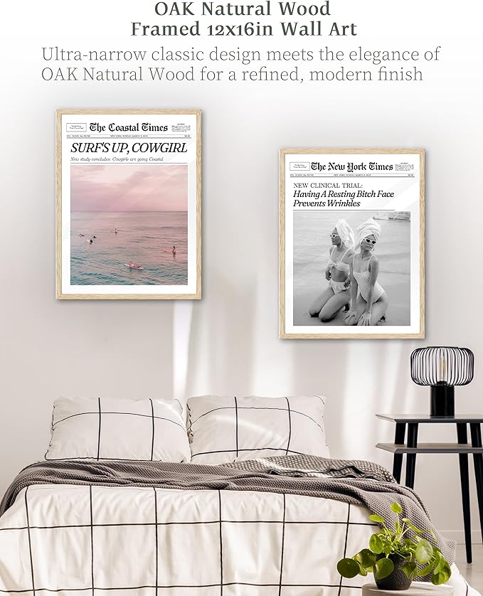 iHery Unframed Trendy Coastal Cowgirl NewsPaper Wall Art Prints,12x16in Canvas Wall Art Prints, New York News,Western Wall Art Vintage Bar Cart,Dorm Retro Surfing for Living Room Home Décor 1Pack