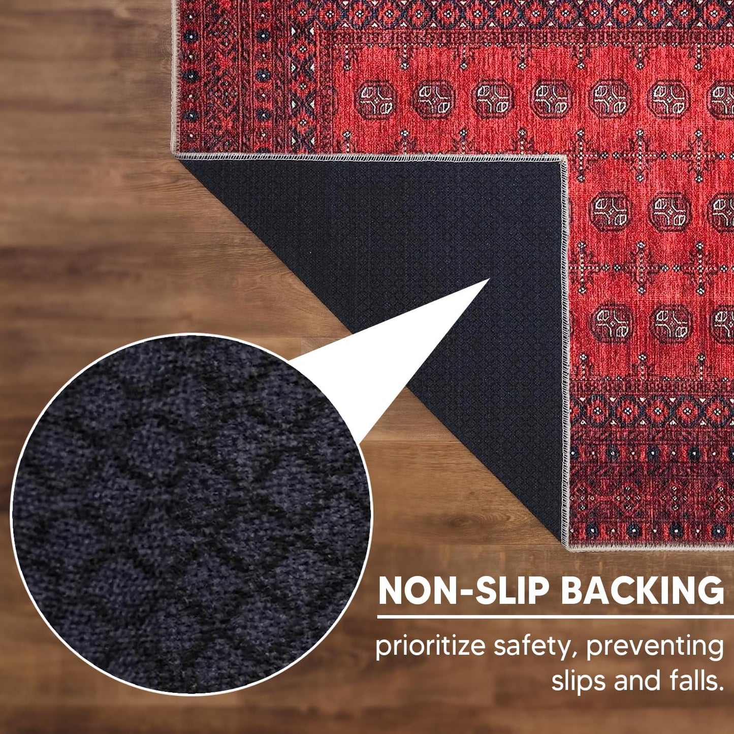 Keen Home Design 6x9 Rug - Machine Washable Area Rug with Non-Slip Backing, Ideal for Living Room, Dining Room, Bedroom - Vintage, Easy Clean, Durable, Low Pile Rug - (6' x 9')