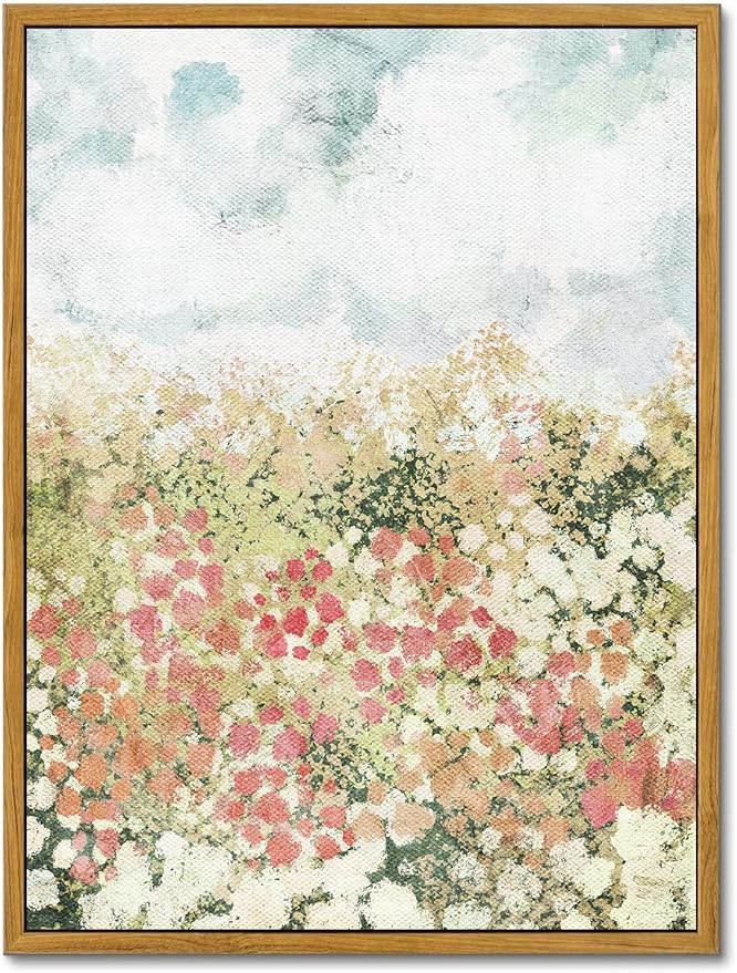 KBKBART Framed Wall Art for Bedroom Decor, Vintage Spring Flower Pictures Aesthetic, Farmhouse Wall Decor Meadow Floral Bathroom Canvas Oil Painting, Canvas Wall Art Summer Room Decor, Gifts for Friends or Family(12"x16")