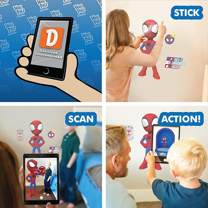 Wall Palz Marvel Spidey and His Amazing Friends Wall Decal - 24" Augmented Reality Spider-Man Bedroom Wall Decor Peel and Stick Vinyl Wall Stickers