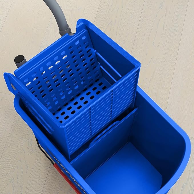 HOMCOM Commercial Mop Bucket with Side Press Wringer on Wheels for Floor Cleaning, 21 Quart, Separate Dirty and Clean Water, for Home Apartment Small Business and Office, Blue