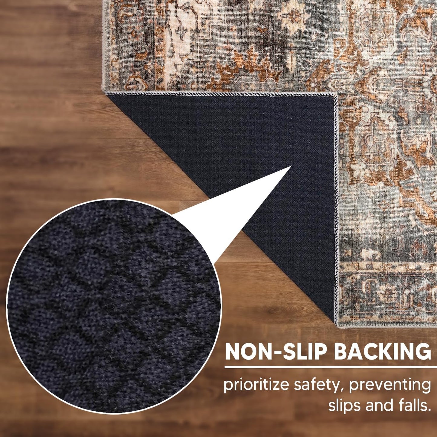 Keen Home Design 3x5 Rug - Machine Washable Entry Rug with Non-Slip Backing, Ideal for Enteryway, Kitchen, Bathroom, Laundry Room - Vintage, Easy Clean, Durable, Low Pile Rug - (3' x 5')