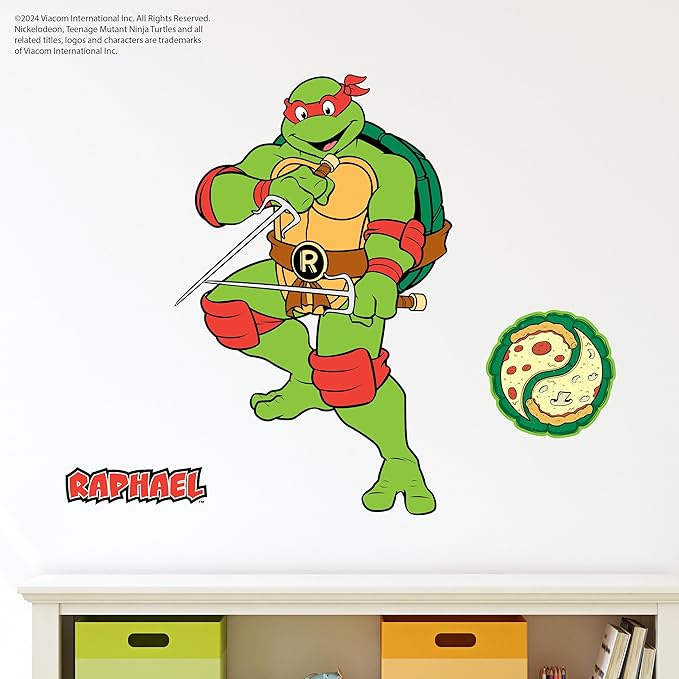 TMNT Teenage Mutant Ninja Turtles Raphael Wall Decal - 21" Raph Red Vinyl Wall Sticker Bedroom Decorations - Peel and Stick Room Decor