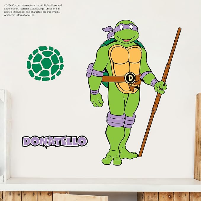TMNT Teenage Mutant Ninja Turtles Donatello Wall Decal - 21" Donnie Purple Vinyl Wall Sticker Bedroom Decorations - Peel and Stick Room Decor