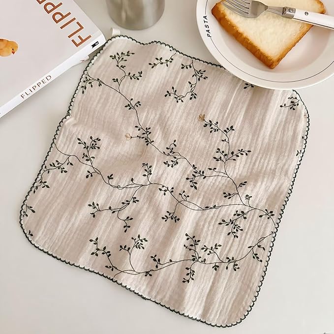 BuLuTu Cotton Muslin Kitchen Towels Set - Pack of 4 Cotton, 11x11 Inches, Kitchen Dish Towels Dishcloths Tea Towels Reusable Cleaning Rags, Stylish Wash Cloths, No Odor