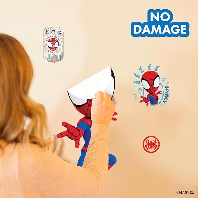 Marvel Spidey and His Amazing Friends Spider-Man Wall Decal - 27" Spidey Vinyl Stickers for Bedroom Bathroom Decor - Peel and Stick Room Decorations