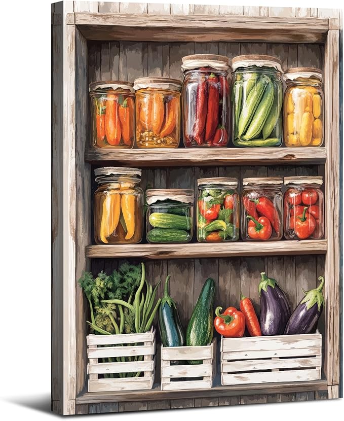 BL BORLINART Kitchen Canvas Wall Art Colorful Food Wall Decor for Dinner Room Decorations Farmhouse Vintage Herb Mason Jar Picture Prints Poster Abstract Spices Seasoning Painting Artwork Decor 24x36