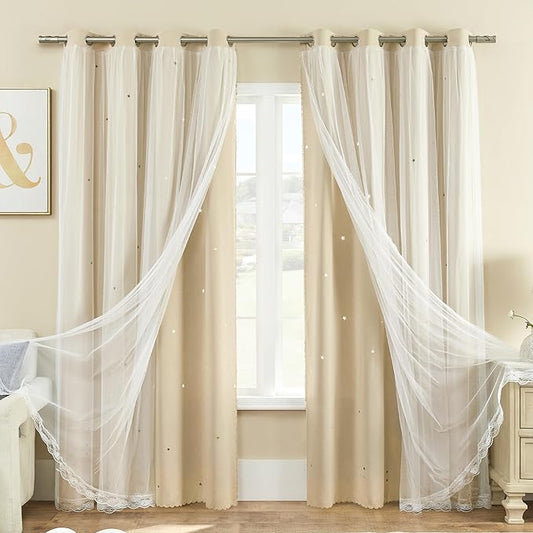 XiDi Curtains for Bedroom Decor Beige52/72/1
