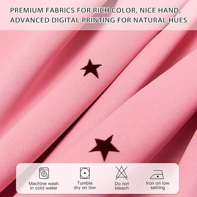 XiDi Pink Curtains for Girls Nursery Room 90 Inches Long Blackout Double Layer Curtains with Sheer Overlay for Kids Toddler Princess Bedroom Living Room Darkening Grommet Window Drapes W34 X L90