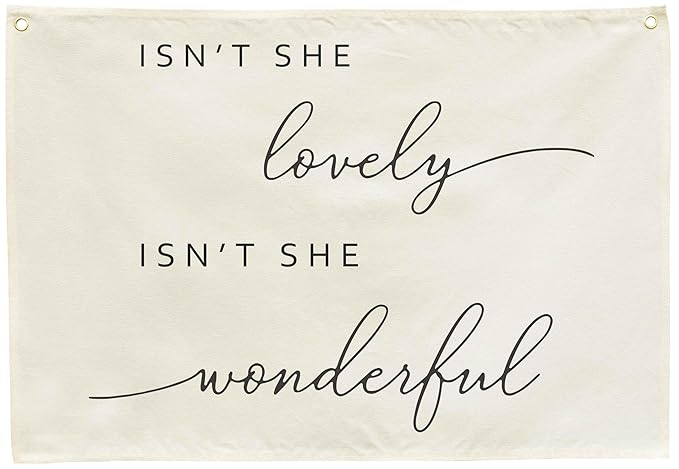 Nursery Rectangular Canvas Banner Wall Decor for Nursery Bedroom Reading Room Playroom Decoration,Poster Flag Sign Art for Baby Girl Kids Teen,Baby Shower Birthday Christmas Gift-Isn't She Lovely
