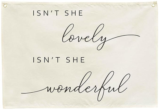 Nursery Rectangular Canvas Banner Wall Decor for Nursery Bedroom Reading Room Playroom Decoration,Poster Flag Sign Art for Baby Girl Kids Teen,Baby Shower Birthday Christmas Gift-Isn't She Lovely