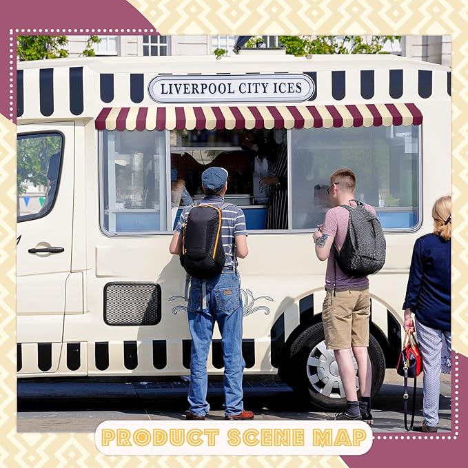 Boao 4 Pack Circus Awning Decoration 3D Stripe Cardboard Awning Carnival Wall Decor Circus Party Favors for Lemonade Stand Bakery Ice Cream Truck Bulletin Board Decor(Purple and Beige)