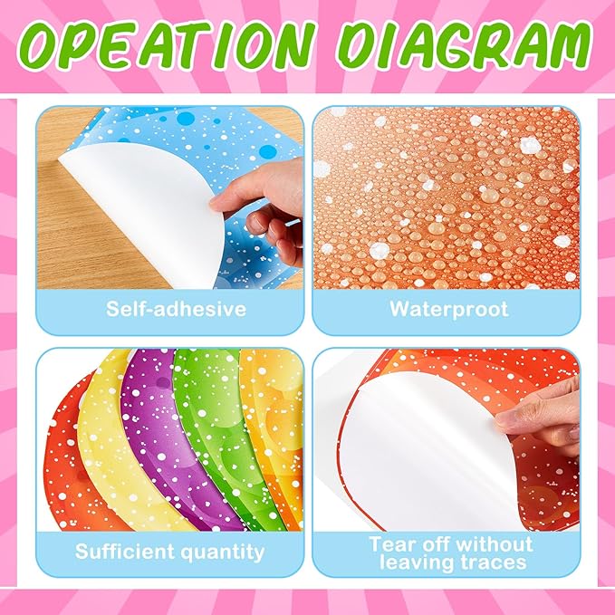 Spakon 30 Pcs Candy Birthday Party Decorations Candy Themed Floor Stickers Colorful PVC Gumdrop Jelly Wall Decals for Christmas Trunk or Treat Party Supplies