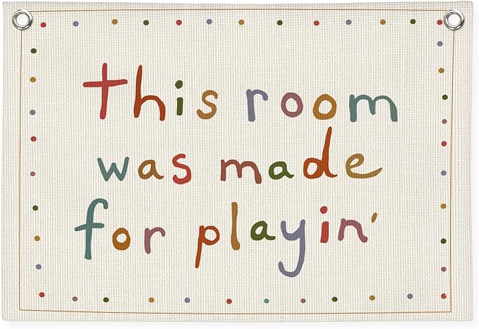 Playroom Wall Decor,Boho Long Live Playtime Linen Canvas Banner, Decor,Toddler Wall Decor for Toddler Boys Toy Room Bedroom,30x20 Inch