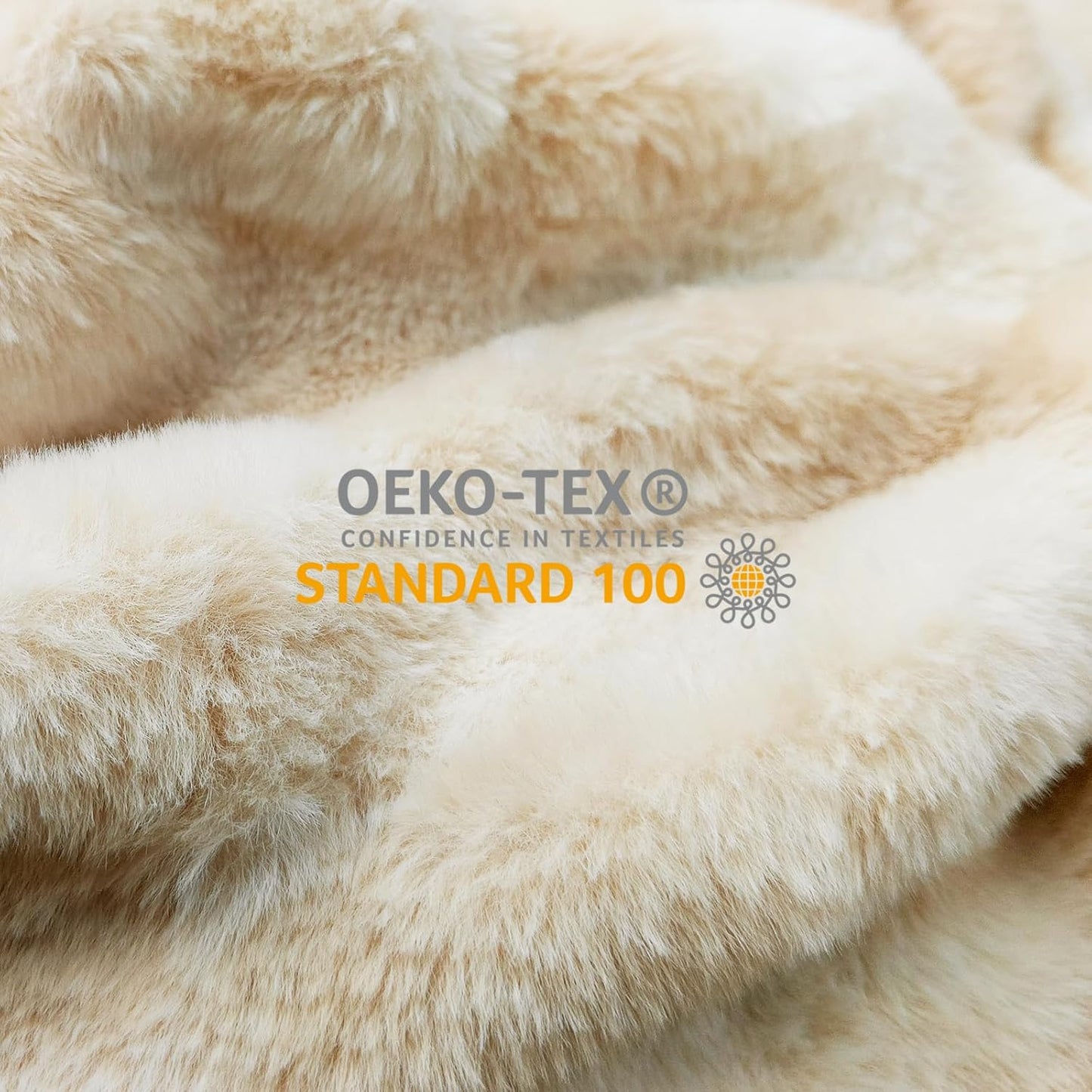 Faux Fur Blanket, Throw Blanket for Couch, Fluffy Blanket with Stretch Ruched Design, Ultra Soft Giftable Home Decor, 50x60 inches, Tie-Dyed in Khaki