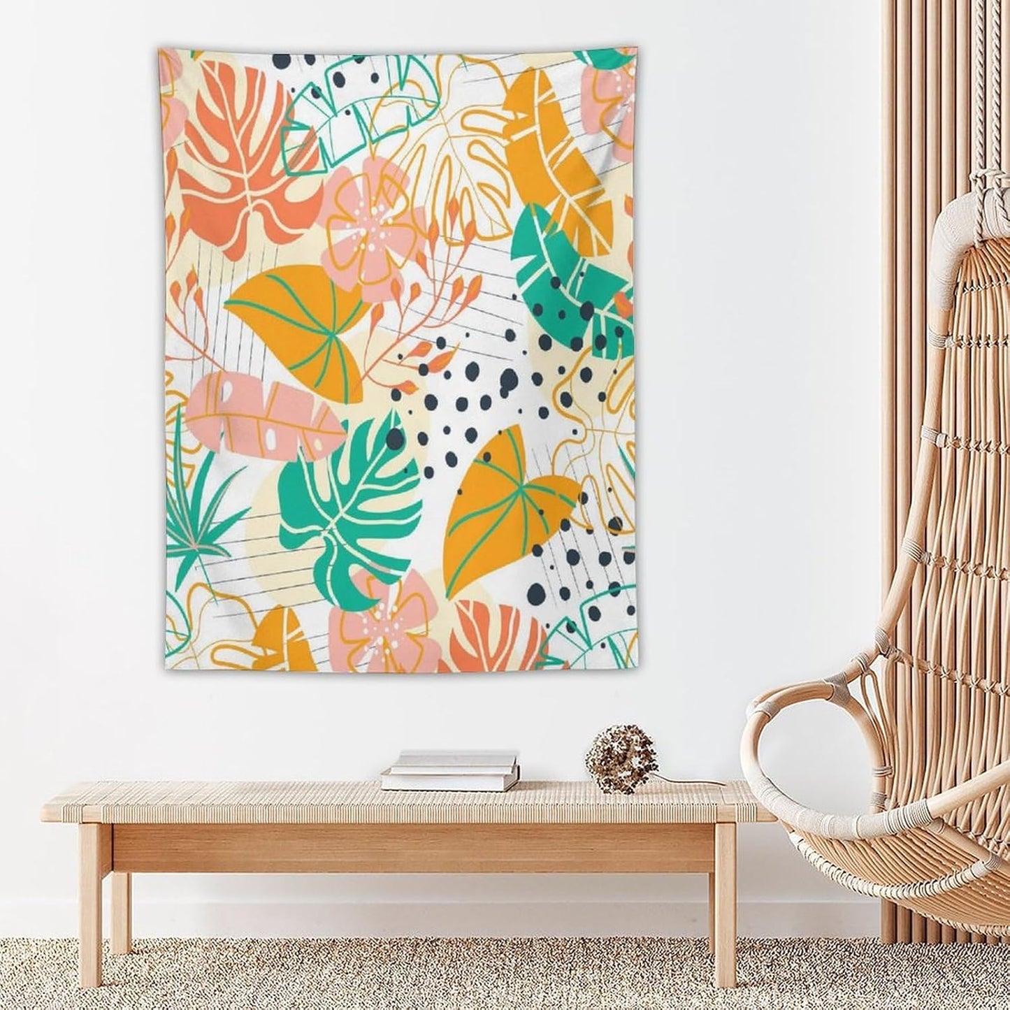 ICMOLYYENLO Tropical Palm Leaves Wall Tapestry, Wall Art for Room Decoration Beautiful Wall Hanging for Bedroom Living Room Dormitory Apartment 30x40 Inch