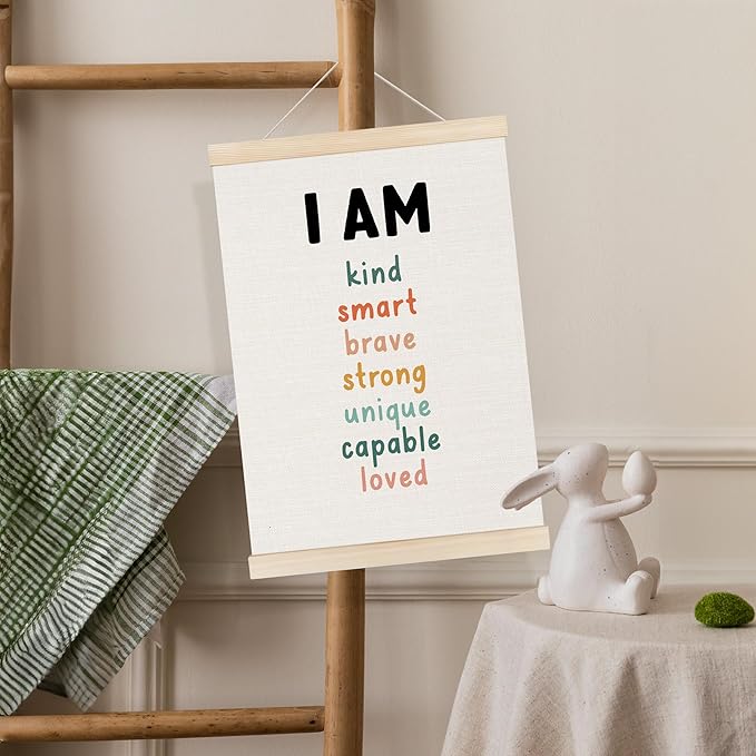 Koesus Inspirational Classroom Wall Art Poster Hanger Frame 12x16 Inch Set of 3, Positive Affirmations for Kids, Motivational Canvas Pictures Prints Framed Wall Decor for Classroom Kids Room Playroom