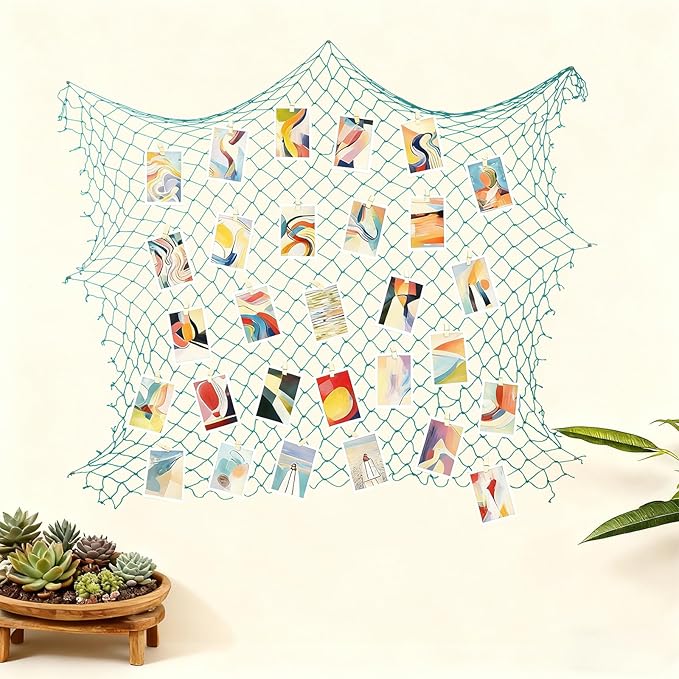 3 Pack Decorative Fishing Net, Patioland 5x10 ft Large Aqua Fish Net Decor for Wall, Photo Display, Nautical Mermaid Pirate Ocean Themed Beach Hawaii Under the Sea Party Decorations