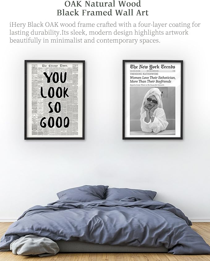 iHery Premium Natural Black OAK Wood 12x16in Trendy Framed Wall Art, Vintage Women Love Their Esthetician,More Than Their Boyfriends Canvas Wall Decor For Salon Dorm Bedroom Living Room 1Pack