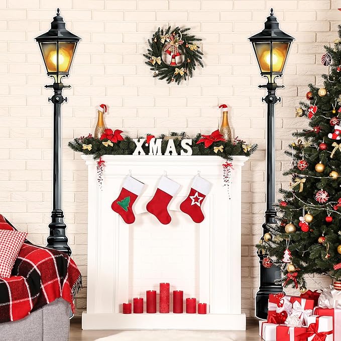 Honoson 4 Pcs 6' Tall Mardi Gras Lamp Post Cutouts Winter Vintage Life Size Lamppost Photo Props New Orleans Carnival Street Light Wall Decorations for Masquerade Party Backdrop Home Decor (Cardboard)