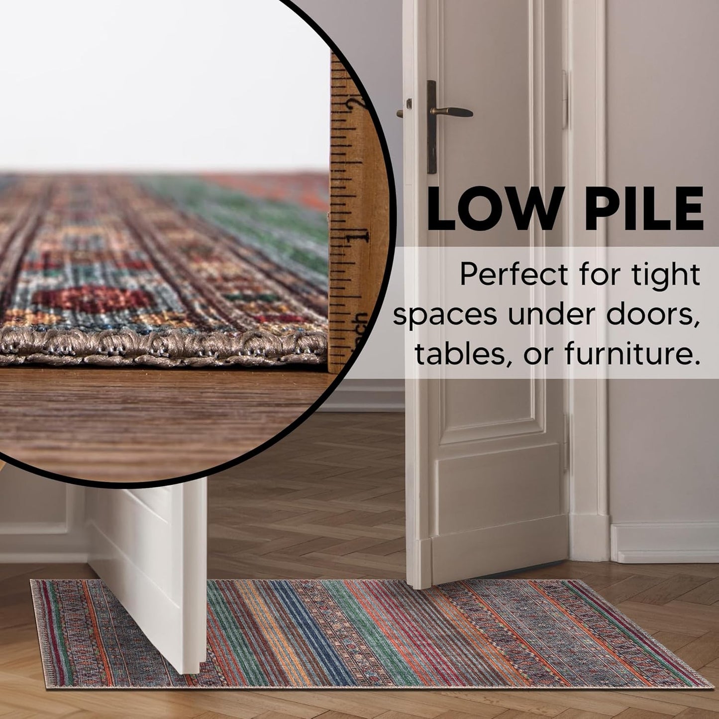 Keen Home Design 2x3 Rug - Machine Washable Entry Rug with Non-Slip Backing, Ideal for Enteryway, Kitchen, Bathroom, Laundry Room - Vintage, Easy Clean, Durable, Low Pile Rug - (2' x 3')