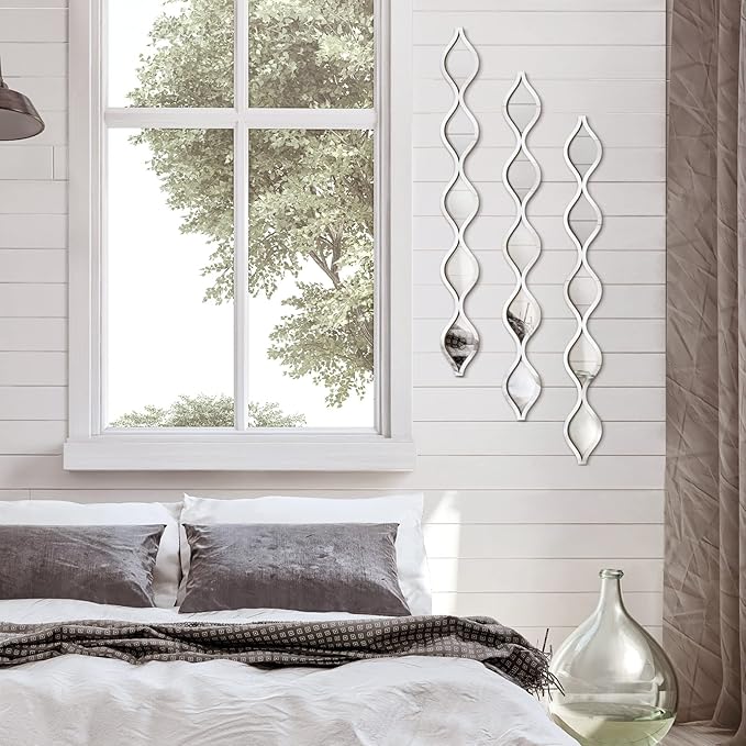 Yulejo 3 Pcs Acrylic Teardrop Mirror Wall Decor Decorative Mirror Narrow Decor Boho Vintage Wall Decals Art for Apartment Home Living Room Bathroom Bedroom Hallway