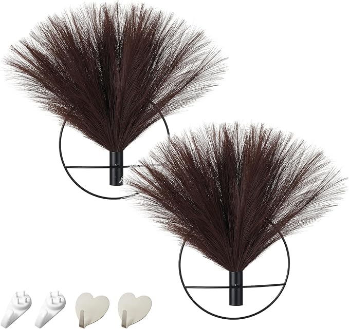 Pretty Jolly Boho Wall Decor Pampas, Wall-Mounted Metal Wall Art, Hanging Artificial Plant, Wall Decor for Living Room, Bedroom, Bathroom, Office, Dorm, Modern wall Decor,2 Pack