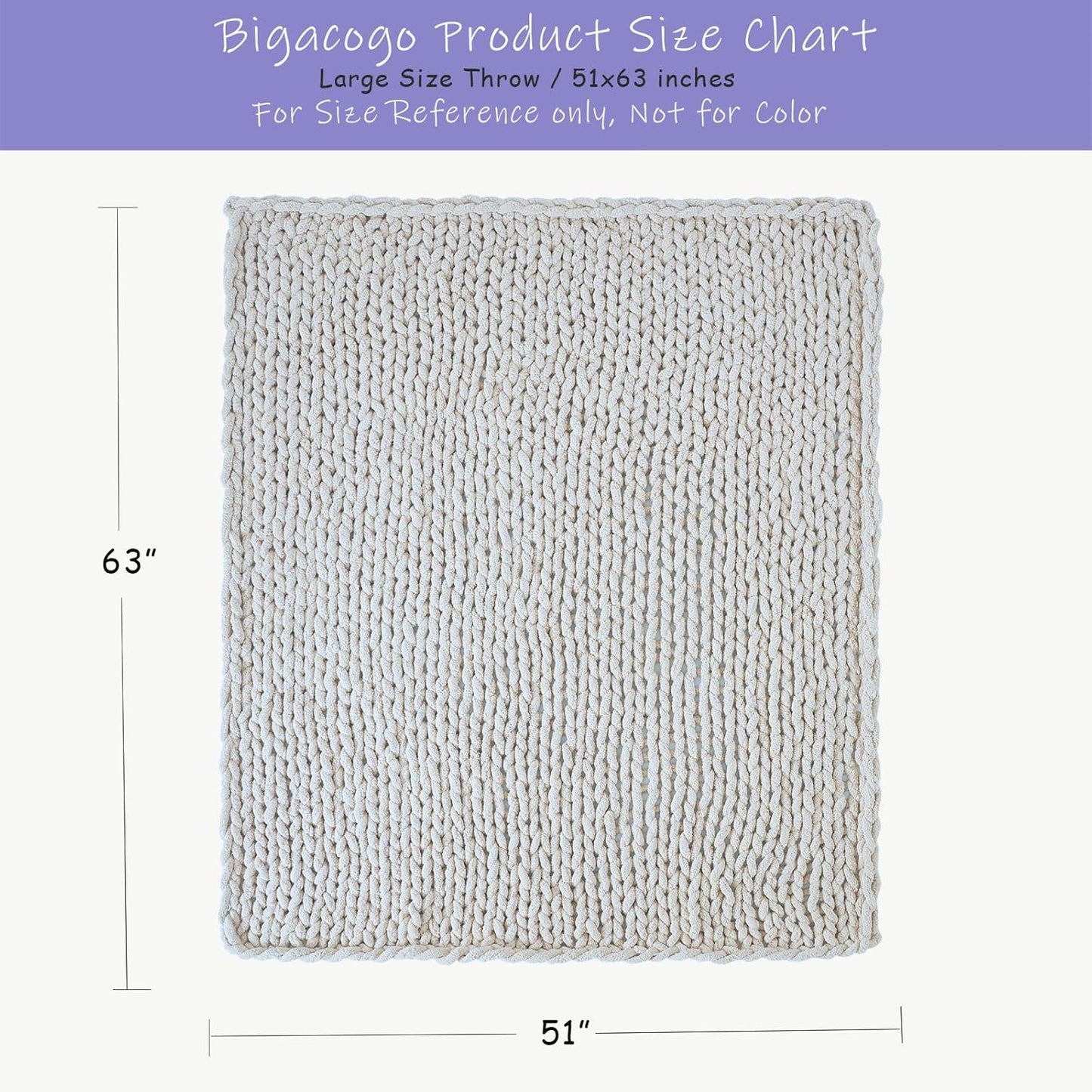 Bigacogo Chunky Knit Throw Blanket for Couch, 51x63 inches, 100% Hand Knitted with Thick Jumbo Chenille Yarn, Cozy Soft Large Rope Knot Cable Crochet Blankets for Sofa Bed Living Room, Mint