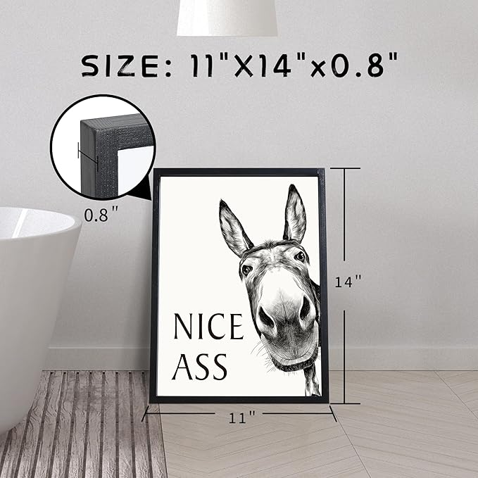 Heiple Framed Bathroom Art Bathroom Wall Decor Farmhouse Home Decor Sets Vintage Funny Wall Art Signs (Black, 11"x14")