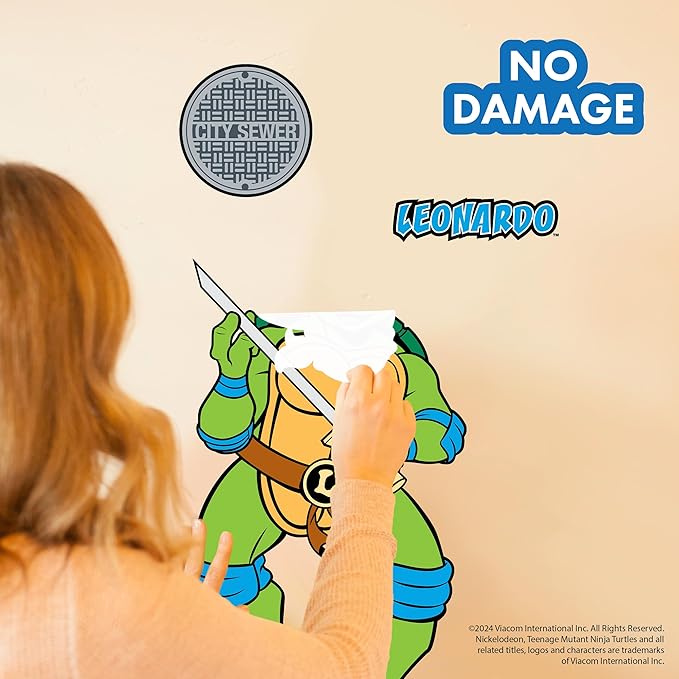 TMNT Teenage Mutant Ninja Turtles Leonardo Wall Decal - 22" Leo Blue Vinyl Wall Sticker Bedroom Decorations - Peel and Stick Room Decor