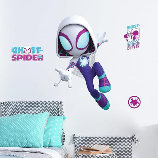 Marvel Spidey and His Amazing Friends Ghost Spider Wall Decal - 23" Gwen Stacy Vinyl Stickers for Bedroom Bathroom Decor - Peel and Stick Room Decorations
