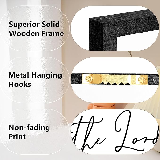 Heiple The Lord Your God Is Good Wall Decor Framed Wooden Wall Sign for Home Decor Farmhouse Vintage Rustic Living Room Minimalist Christian Wall Art (Black, 16"x24")