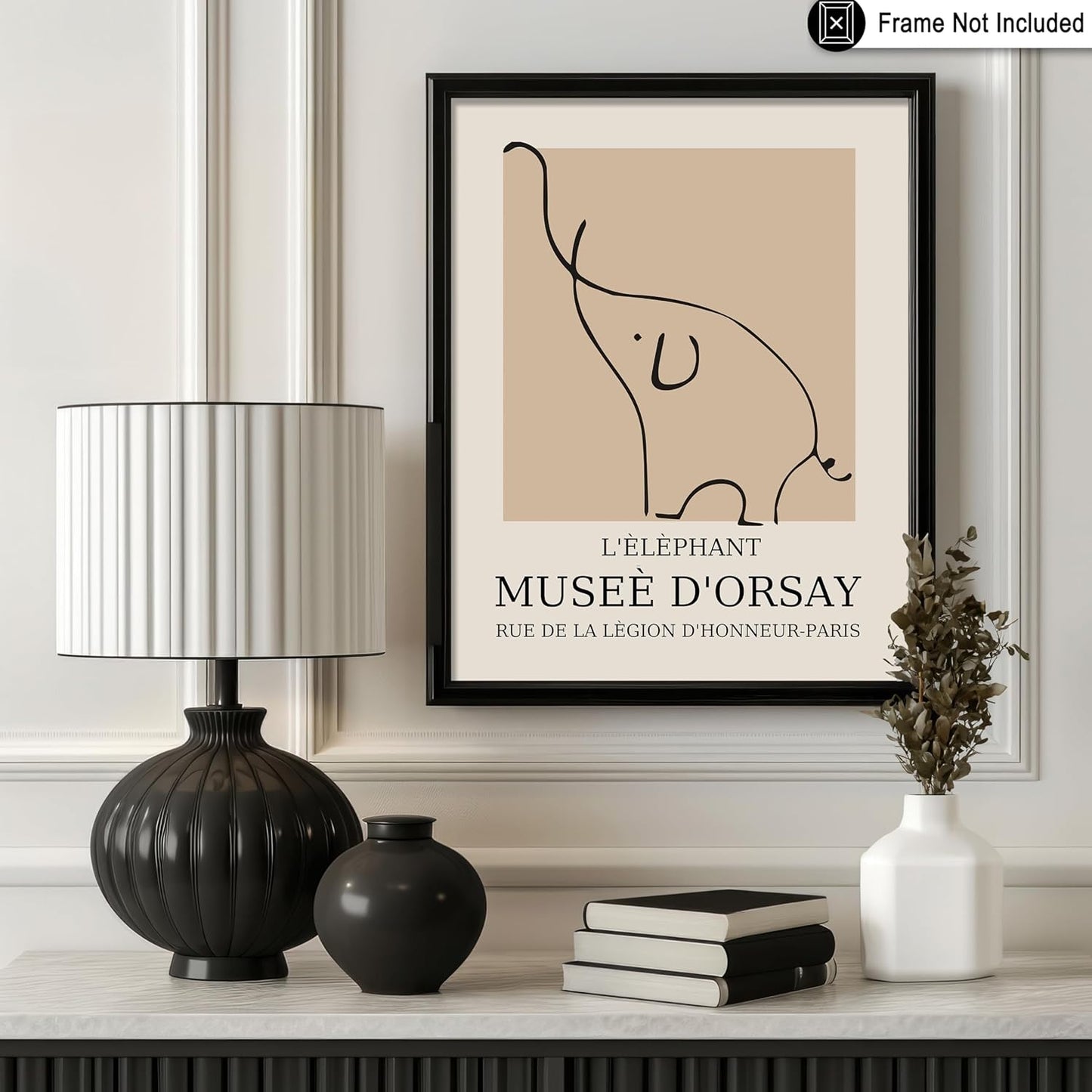 Poster Master Vintage Poster - Retro Minimalist Print - Gift for Artist, Housewarming - Elephant, Line Drawing, Sketch, Abstract - Wall Decor for Living Room, Bedroom, 24x32 Unframed Wall Art