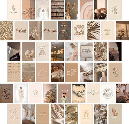 Wall67 Christian Bedroom Decor, 50 Pcs 4x6 Inch Aesthetic Wall Art Prints, Bible Quotes Room Decor