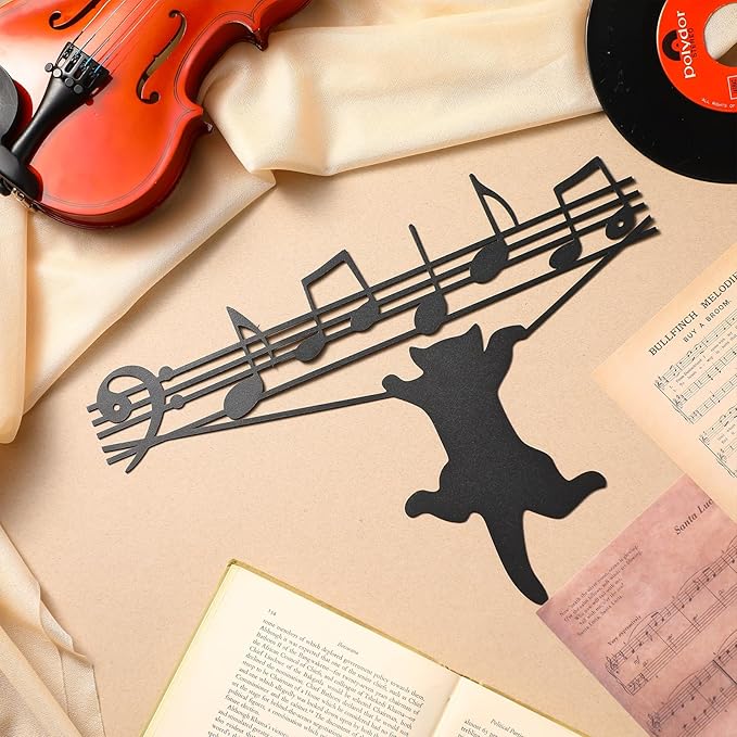 Otoolling Cat Playing Music Wall Decor Metal Black Cat Wall Art Hanging Signs Home Decor for Living Room Bedroom Bathroom Office Cats Lover Gifts(Classic,10.04 x 13.78 in)