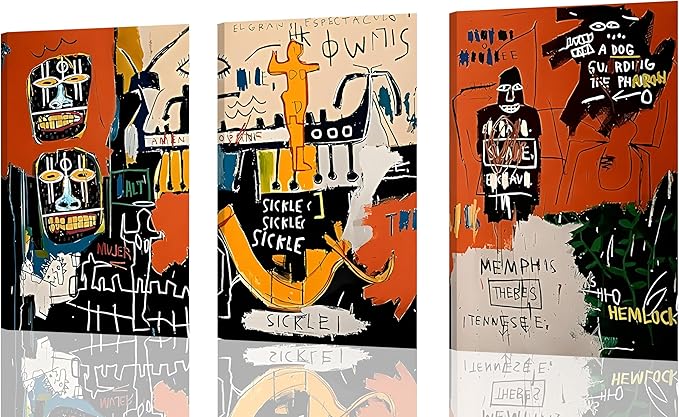 Framed 3pcs Modern Colorful Graffiti Wall Art Street Canvas Prints Posters Modern Abstract Paintings Wall Decor for Urban Home Living Room Bedroom Bathroom Office Home Decoration