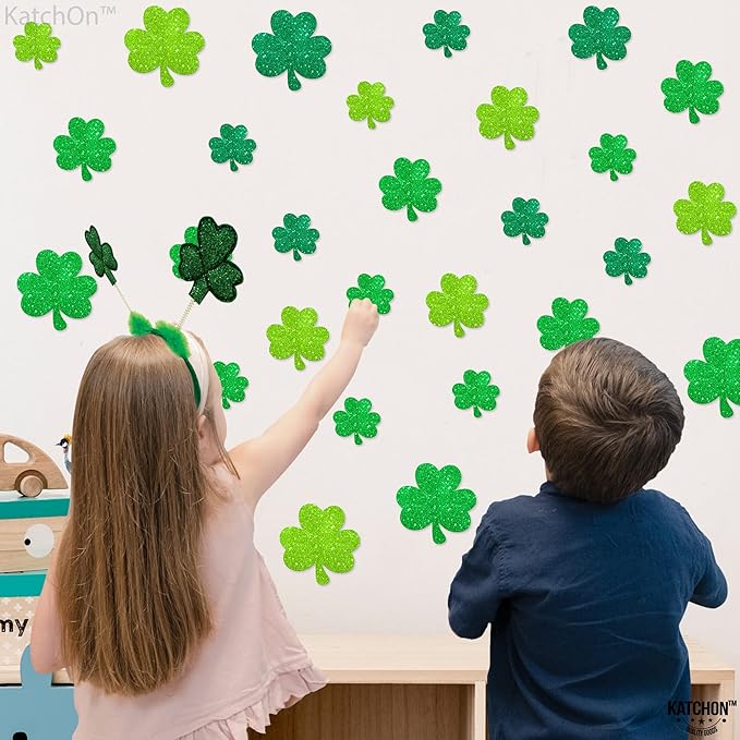 KatchOn, Glitter Shamrock Cutouts for Shamrock Decorations - Pack of 45 | St Patricks Day Cutouts | St Patricks Day Decorations, St Patricks Day Bulletin Board Decorations, Saint Patricks Day Decor