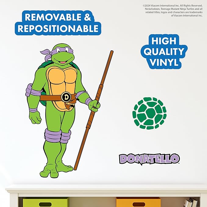 TMNT Teenage Mutant Ninja Turtles Donatello Wall Decal - 21" Donnie Purple Vinyl Wall Sticker Bedroom Decorations - Peel and Stick Room Decor