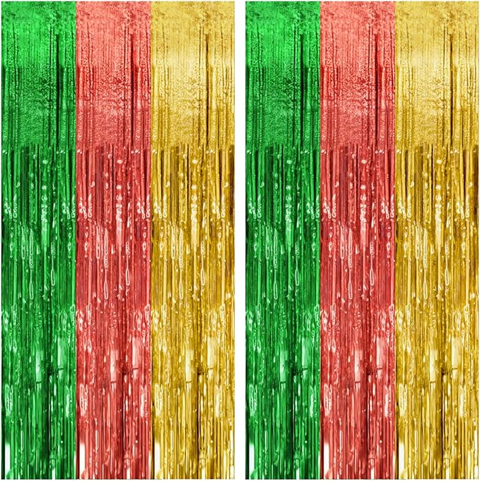2 Pack Hawaii Backdrop Party Decorations Tinsel Curtain Summer Party Streamer Foil Fringe Birthday Decorations Photo Booth Vibrant Theme Christmas Beach Baby Shower Graduation Decor