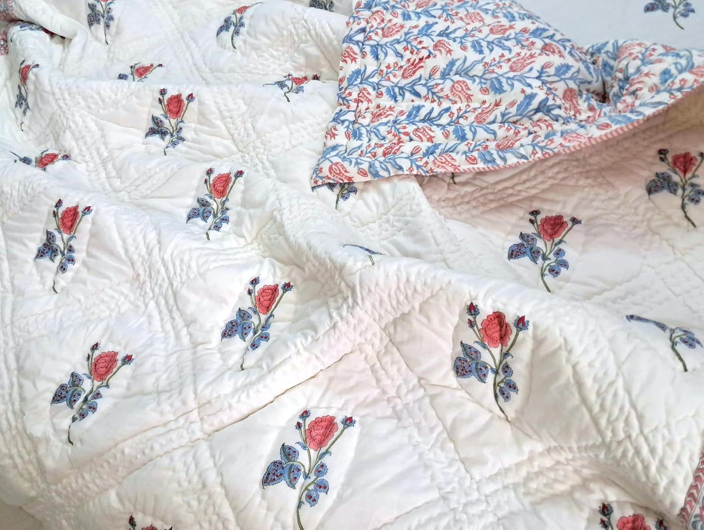 Rose Pink King Size Blanket 108x108 – 100% Cotton Lightweight Bedspread – Soft Cozy All-Season Quilt for Bed, Couch, or Sofa – Boho Bedroom Throw Blanket