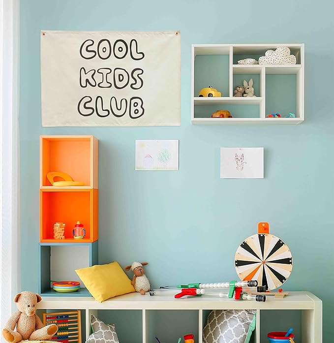 Nursery Rectangular Canvas Banner Wall Decor for Nursery Bedroom Reading Room Playroom Decor,Poster Flag Sign Wall Art for Baby Boy Girl Kids-Baby Shower Birthday Christmas Gift-Cool Kids Club