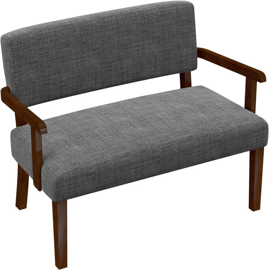 Accent Chair 2 Seat, Arm Chairs with Soft Seat and Armrests for Living Room, Love seat for Dining, Reading, and Waiting Rooms (Gray)