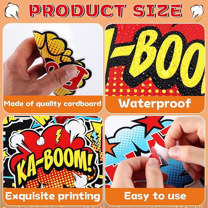 124Pcs Super Theme Hero Decor Super Bulletin Board Heroes Party Decorations Back to Bulletin Board Set Party Supplies for Birthday Shower Favors