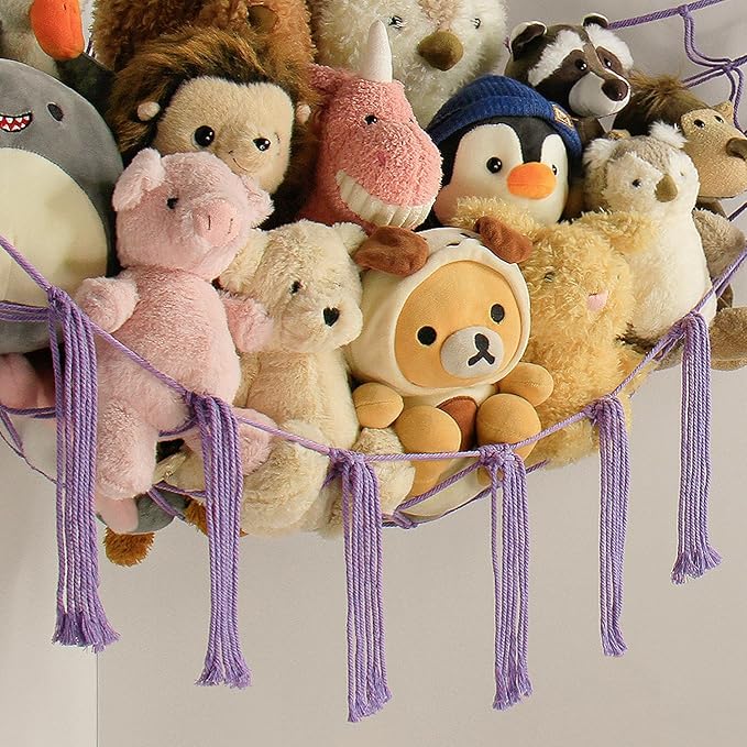 Stuffed Animal Storage Hammock Net - Toy Hammock Net for Stuffed Animals Corner - Hanging Stuff Animal Organizer Holder Large Size Baby Nursery Room Decor