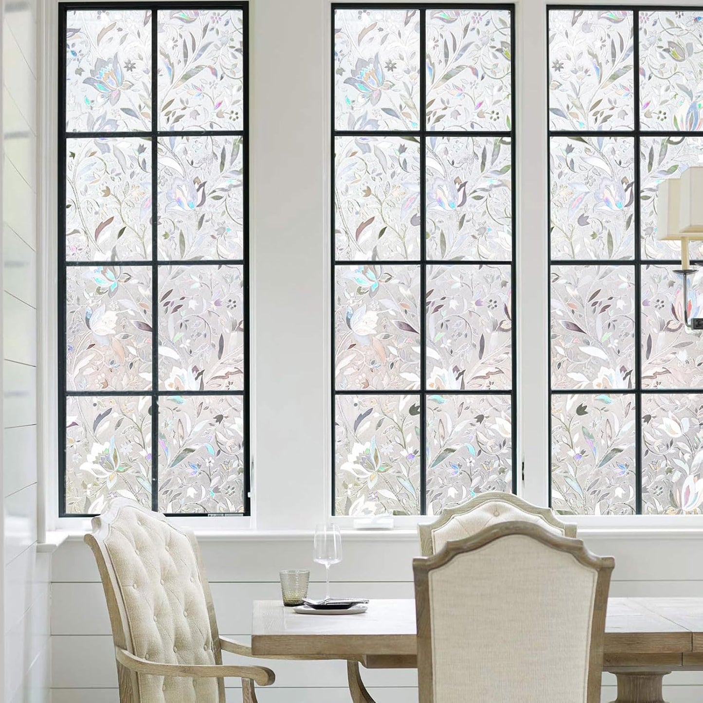 Kromapolis Window Film Privacy Frosted, Stained Glass Decorative Film, Non-Adhesive, No-Glue (35.4 x 314.9 inch)