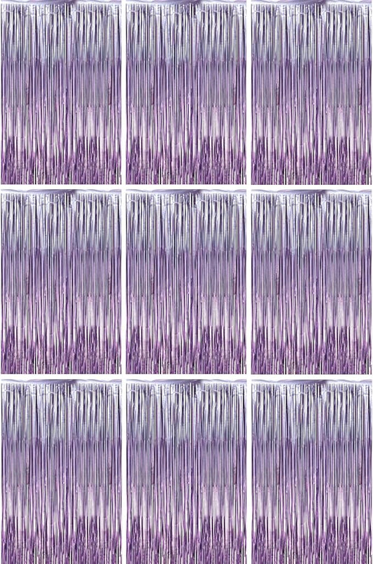 3.3 x 6.6 ft Foil Fringe Backdrop Curtains, Tinsel Streamers Party Decorations, Fringe Backdrop for Birthday, Baby Shower, Gender Reveal, Graduation (9, Light Purple)