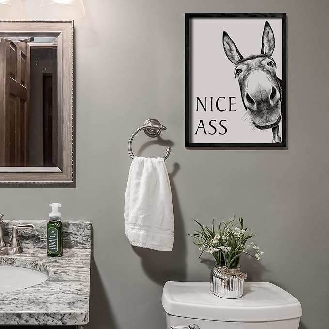Heiple Framed Bathroom Art Bathroom Wall Decor Farmhouse Home Decor Sets Vintage Funny Wall Art Signs (Black, 12"x16")