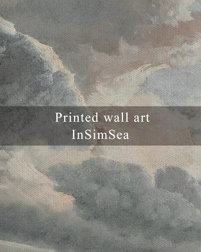 InSimSea Framed Canvas Wall Art Vintage Decor, Large Landscape Wall Art, Study of Clouds Painting, French Country Modern Farmhouse Decorations, Rustic Wall Decor for Living Room Bedroom, 20"x30"